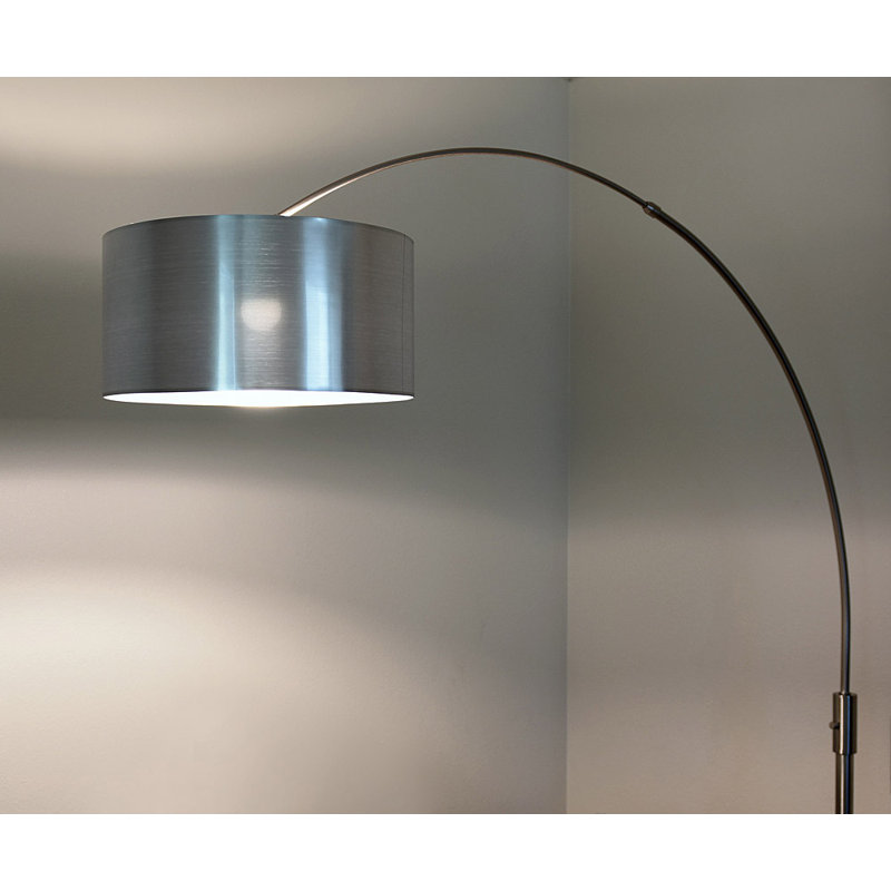 Lampe sur pied arquée 82 po Garris, Nickel brossé, Nickel brossé