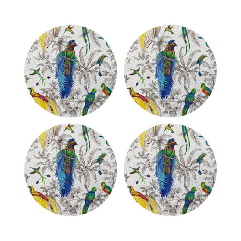 Audubon Exotica Vegan Leather Round Placemats, Tropical