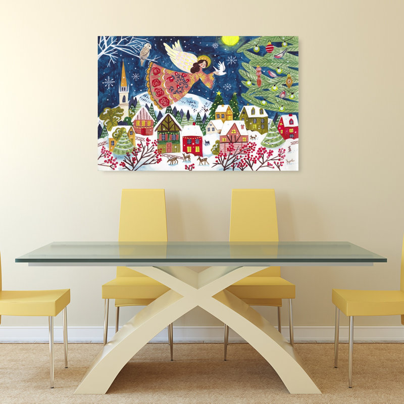 Angel Of Peace Christmas Abstract Contemporary Christmas Tree Bird Deer Winter Architecture Wall Art Print 1 Piece Wrapped Canvas Wall Art