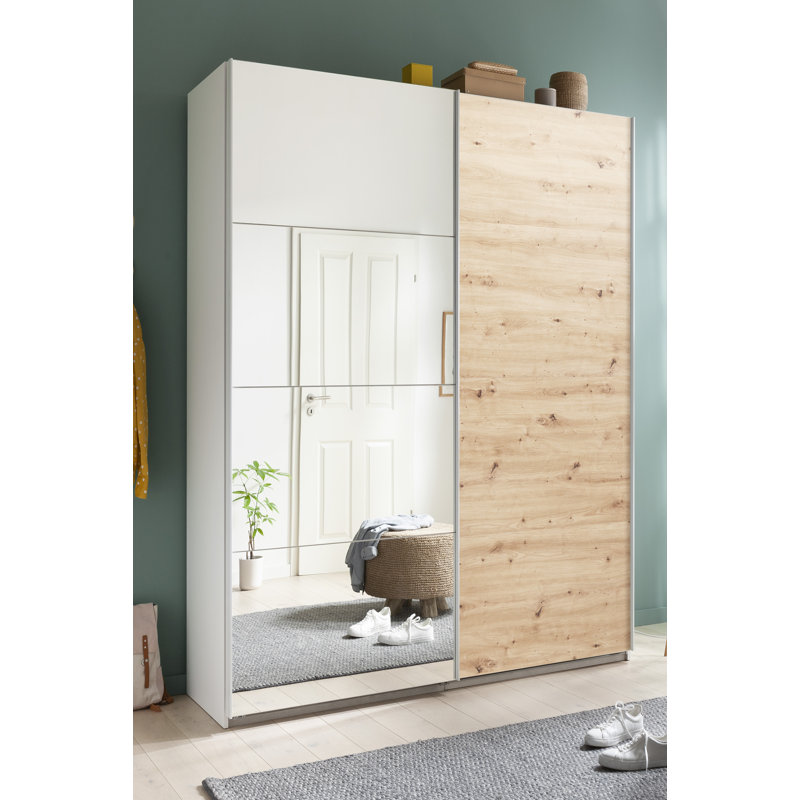 Systema 2 Door Manufactured Wood Wardrobe, 223cm H x 150cm W x 60cm D, Oak/White