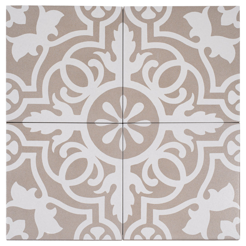 Bliss 8-in. Encaustic Spanish/Moroccan Patterned Matte Porcelain Wall and Floor Tile, Victorian