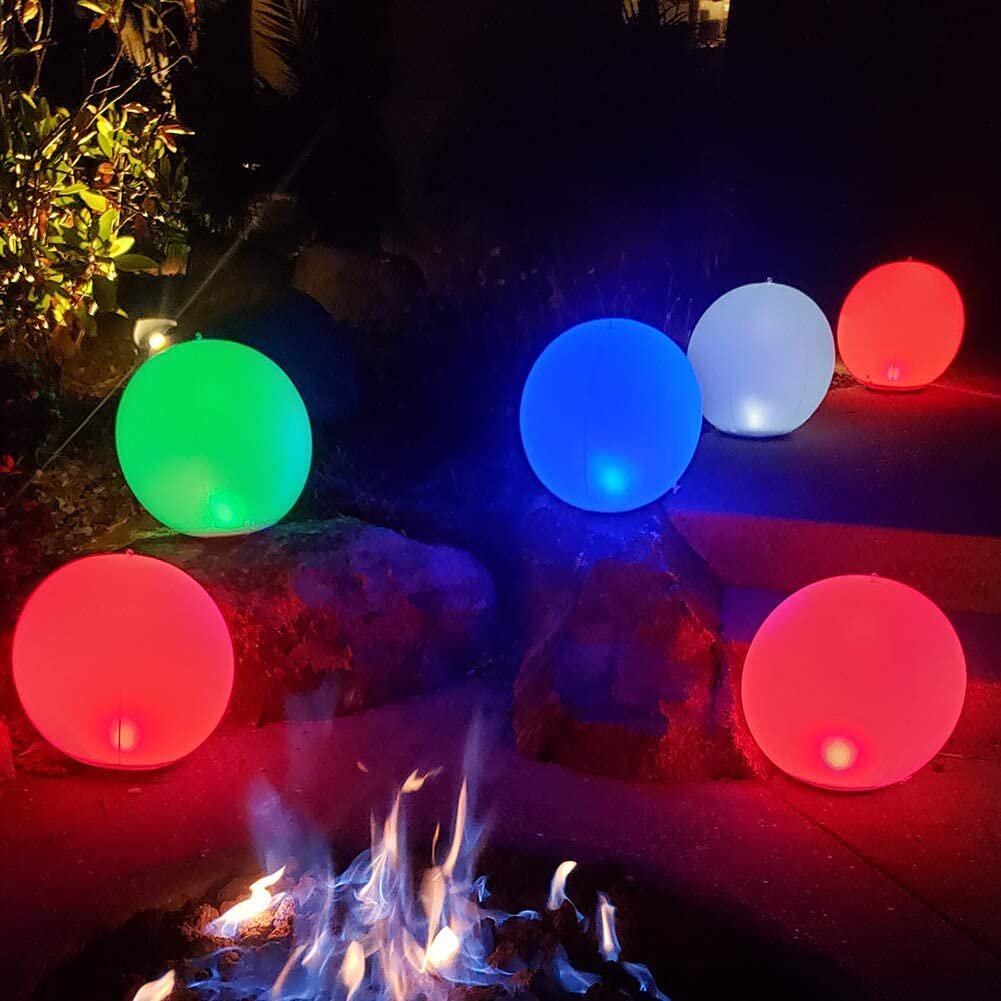 Floating Pool Lights Inflatable Waterproof IP68 Solar Glow Globe,14”  Outdoor Pool Ball Lamp 4 Color Changing LED Night Light, Party Decor for  Swimming