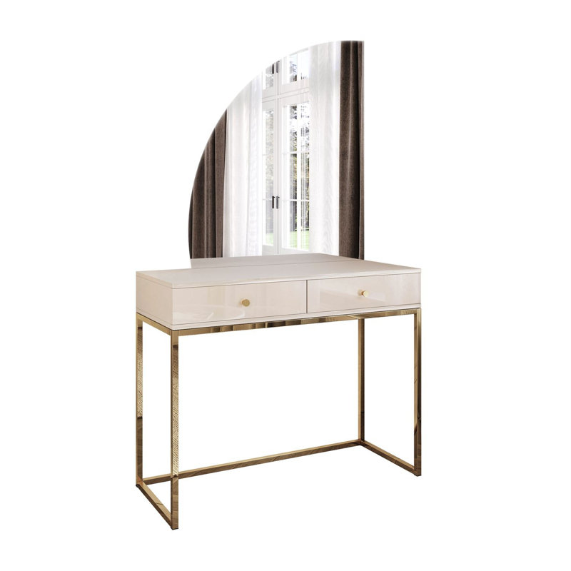 Dressing Table with Mirror, Gold