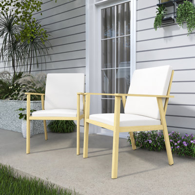 Aluminum Outdoor Dining Armchair With Cushion(Set Of 2)