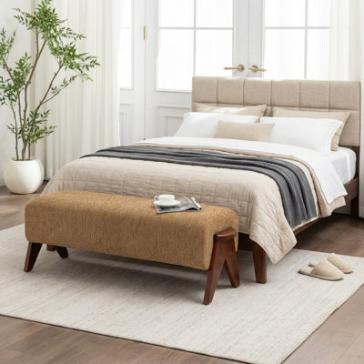 Karsen Upholstered Bench With Solid Wood Leg