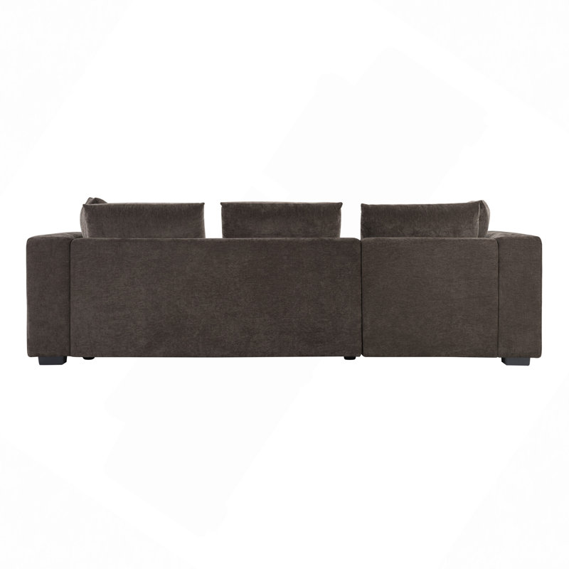 Sectional Sofa 93.7" L-Shaped Sofa Upholstered Sofa Couch With Wooden Storage Compartment For Living Room, Brown Chenille