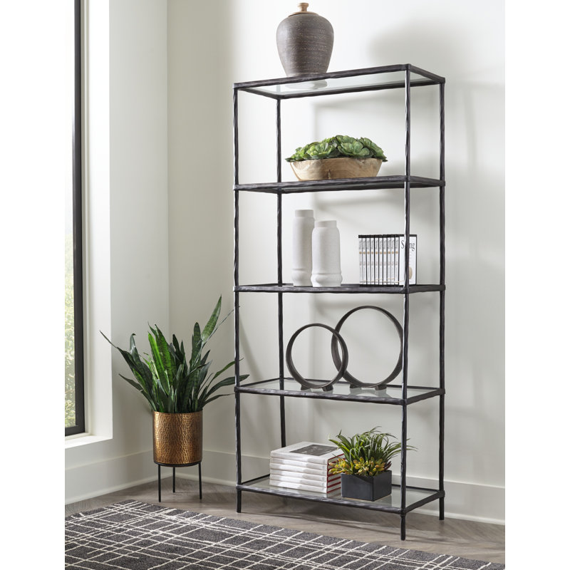 Ryandale Antique Black Aluminum and Glass Bookcase