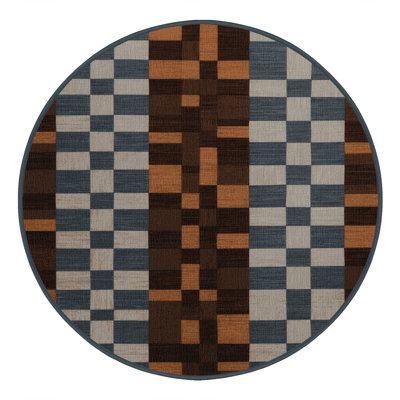 Machine Washable Checkered Brown Area Rug