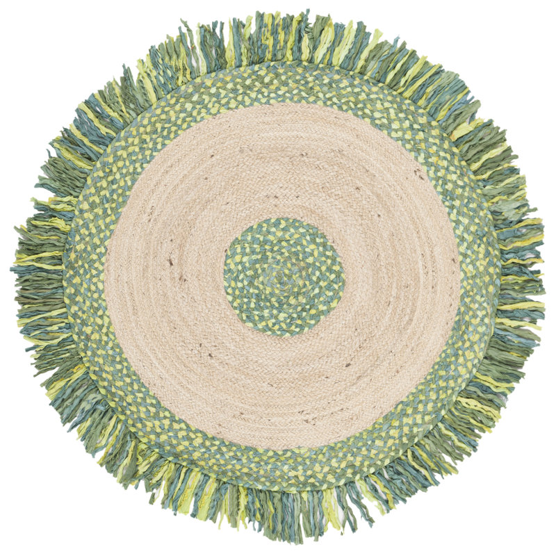 Zeitler Hand Woven Jute, Cotton Rug, Round 4'