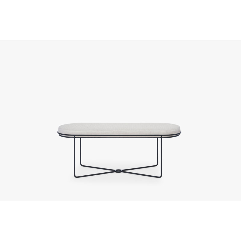 Ariss 120cm Wide Oval Solid Colour Standard Ottoman, Black, Beige