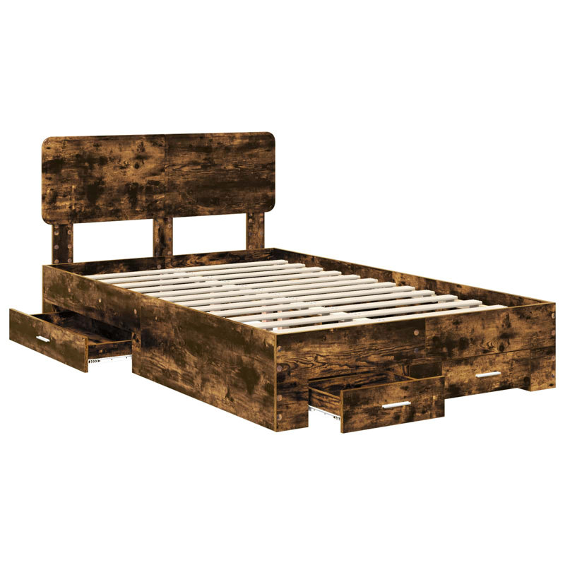 Bed, Small Double (4'), Smoked Oak