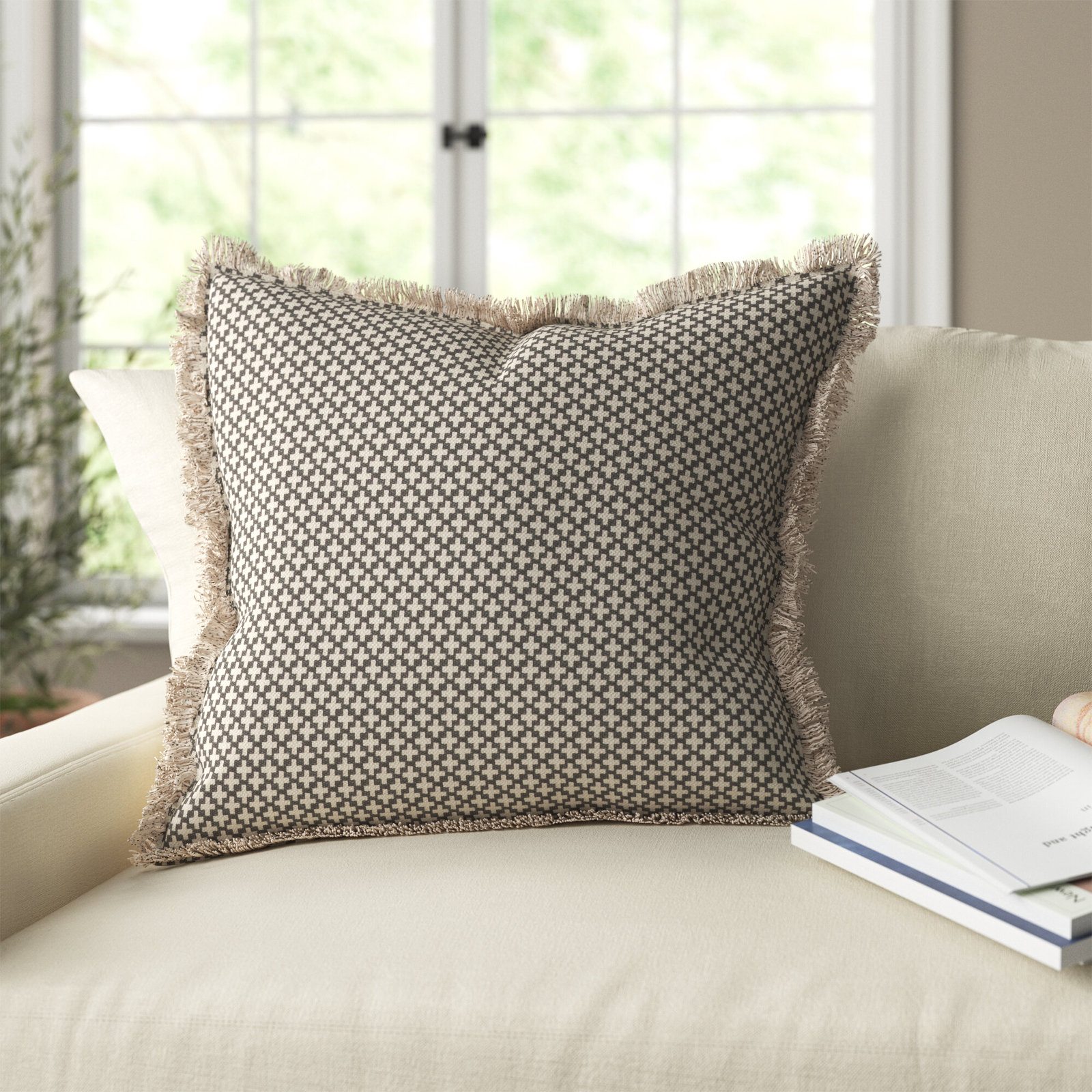 Callisto 20" x 20" Cotton Throw Pillow, Slate