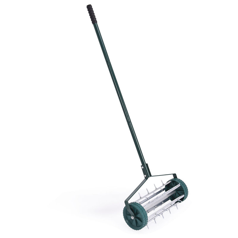 Metal Rolling Lawn Aerator With Detachable Handle, 1/2 In. Tine Spikes