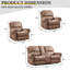 Ensemble de salon inclinable manuel en similicuir 3 pièces avec porte-gobelets et rangement-1760305745