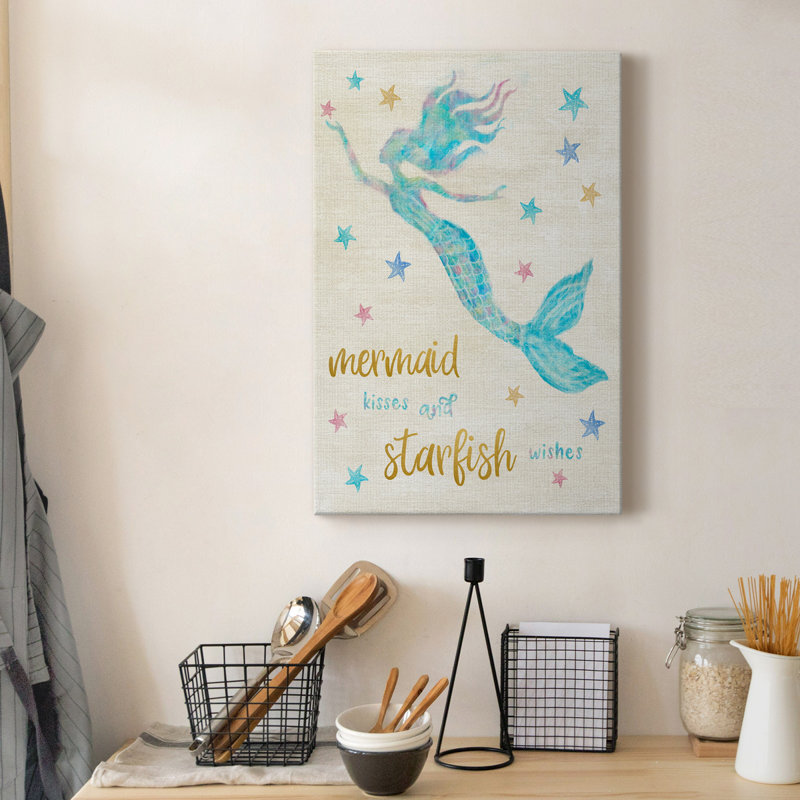 Mermaid Kisses - peinture sur toile tendue, H 36 po x l 24 po x P 1,5 po