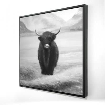 " Monochrome highland cow " Print