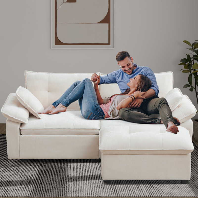 Modern Chenille Sectional Sofa With Movable Ottoman – L-shaped Couch For Living Room, Soft Upholstery Boneless, 4 Colors (beige, Blue, Light Gray, Gray)