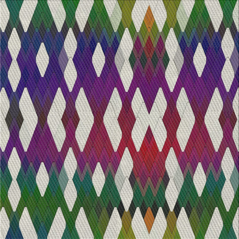 Vert abstrait/violet/Tapis décoratif blanc cassé, Carré 8 pi