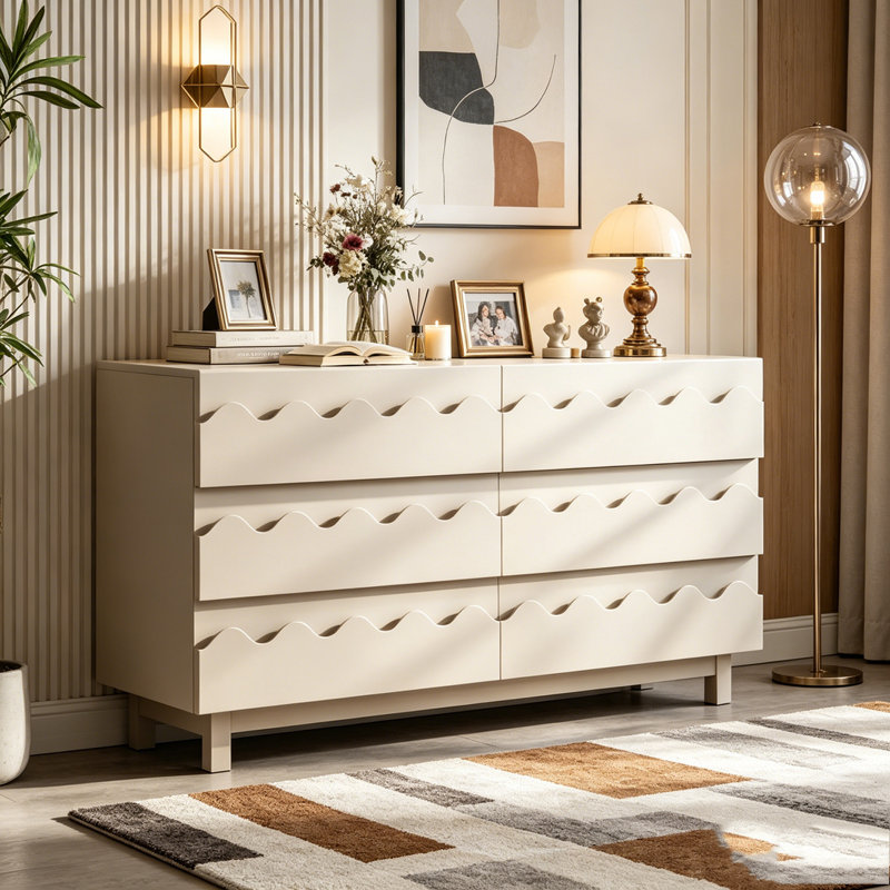Commode 6 tiroirs 60 po, Ivory
