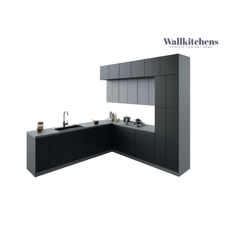 108'' W x 108'' H Medium Density Fiberboard (MDF) Ready-to-Assemble, Black/Gray