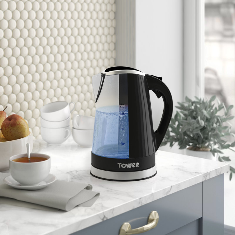 Tower LED Colour Changing Kettle, 360° Swivel Base, Large Viewing Window, Easy Fill Lid, Removable Filter, 1.7 Litre Capacity, 2200W