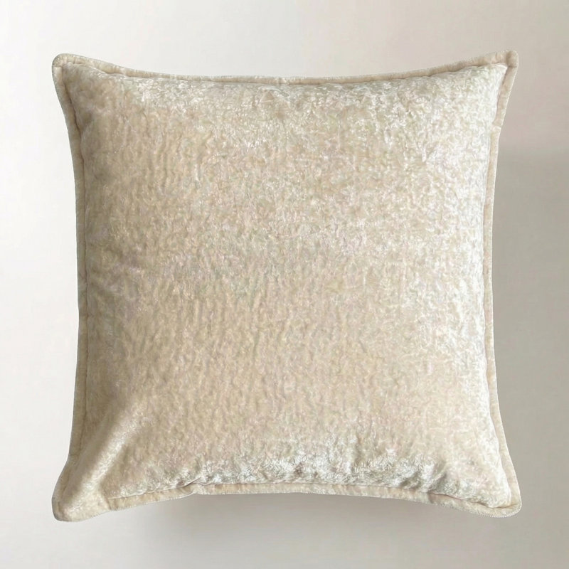 Luxury Soft Velvet Pillow Covers - Set of 2 Solid Square Cushion Cases, Ivory