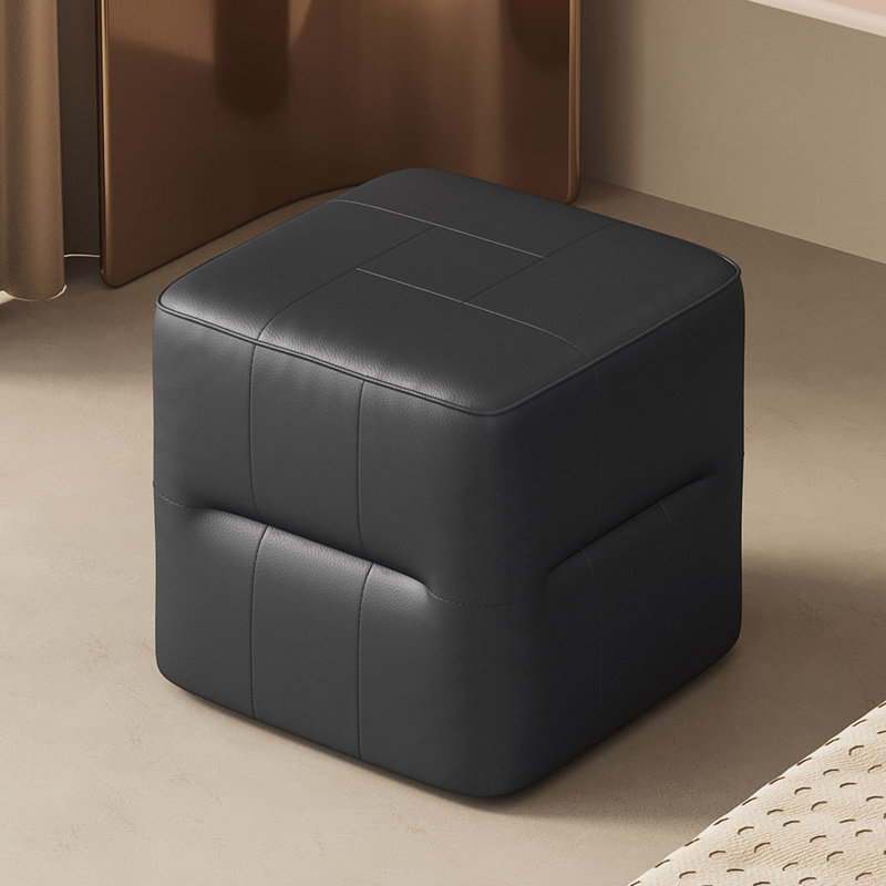 45.7cm Wide Faux Leather Pouffe Ottoman