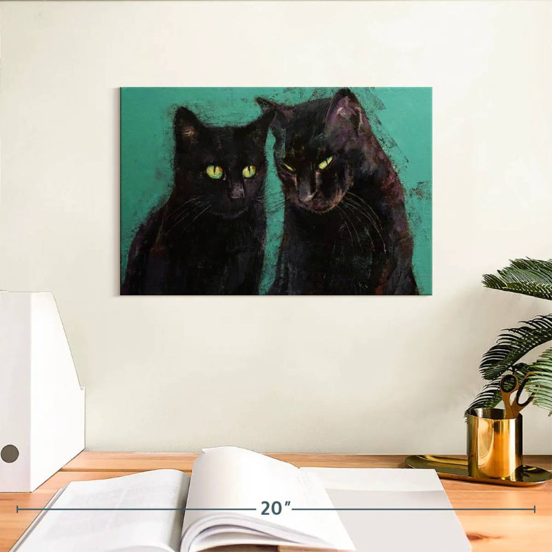 Deux chats noirs Brampt, H 8 po x l 12 po