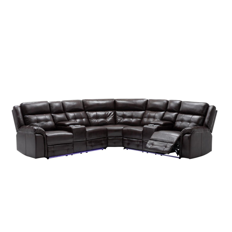 Canapé modulaire inclinable électrique 3 pièces noir, Brun