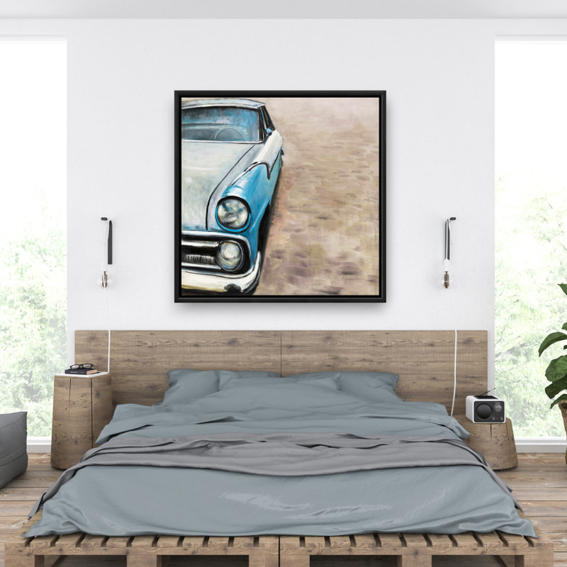 «Old Classic Car», toile encadrée beige | Décoration d'intérieur