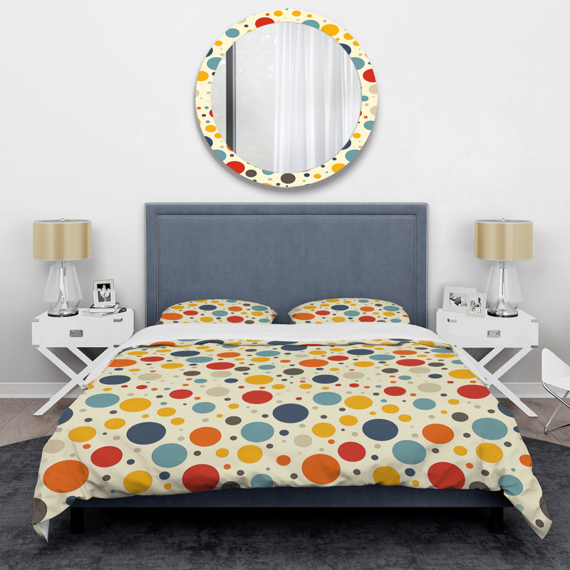 Ensemble de housse de couette à pois orange et vert VII, Housse de couette très grand et 2 très grandes t