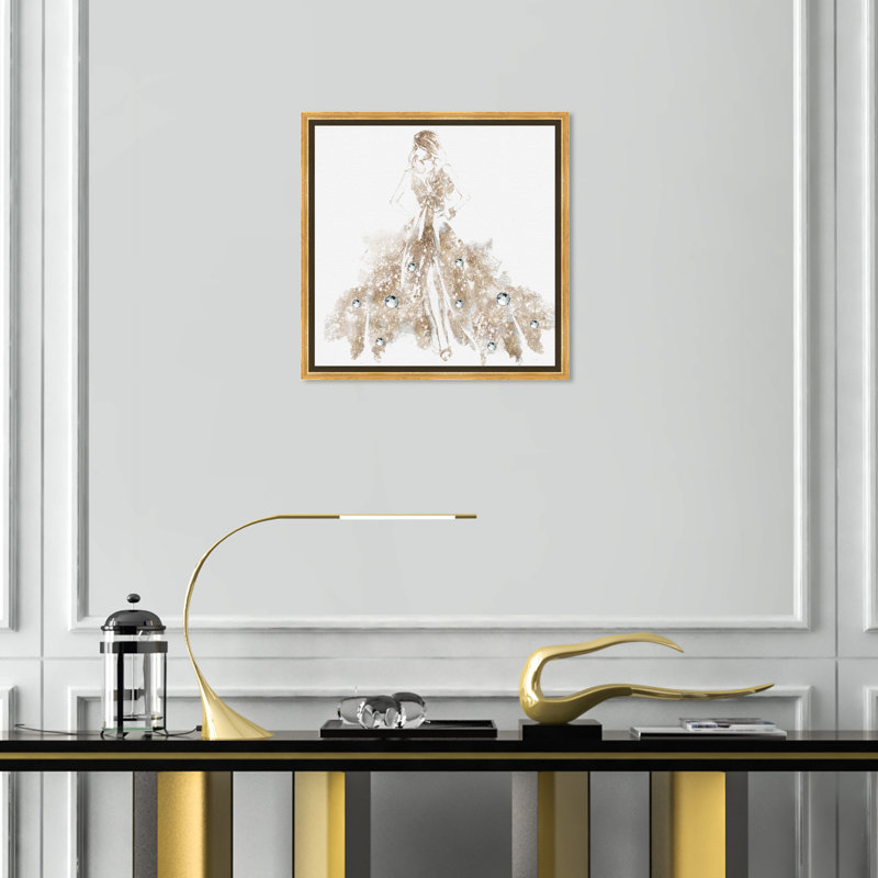 «Shiny Runway, Elegant Runway Gown», impression sur toile, H 16 po x l 16 po, Cadre flottant doré