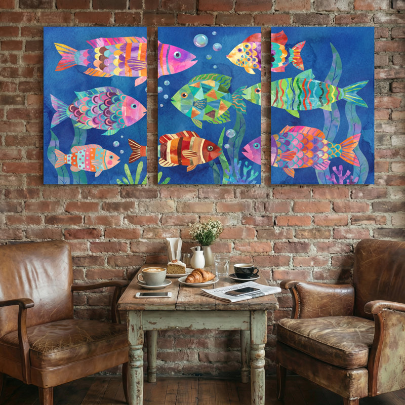 Animaux, ensemble de 3 reproductions d'art sur toile, H 18 po x l 36 po