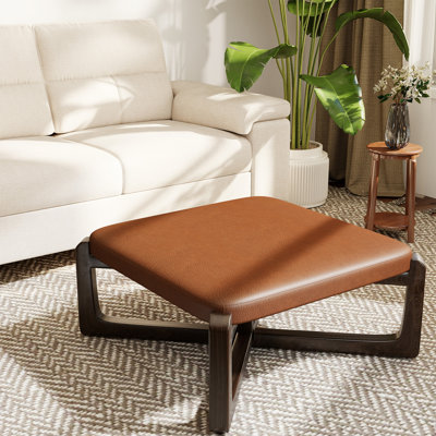 24" Wide Faux Leather Upholstered Square Ottoman