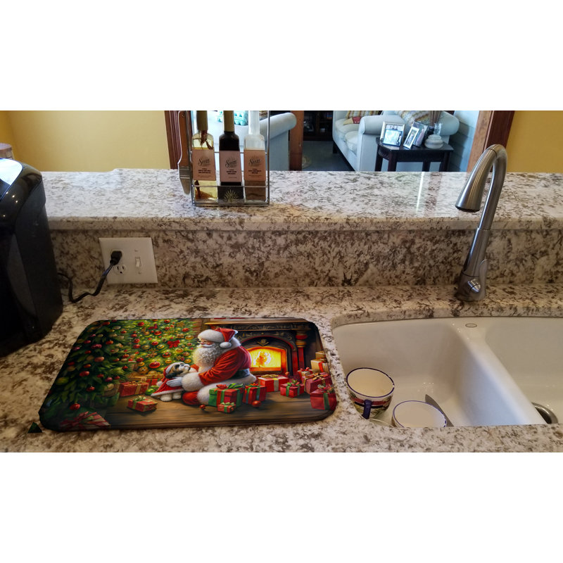 Tapis de vaisselle Shih Tzu and Santa Claus