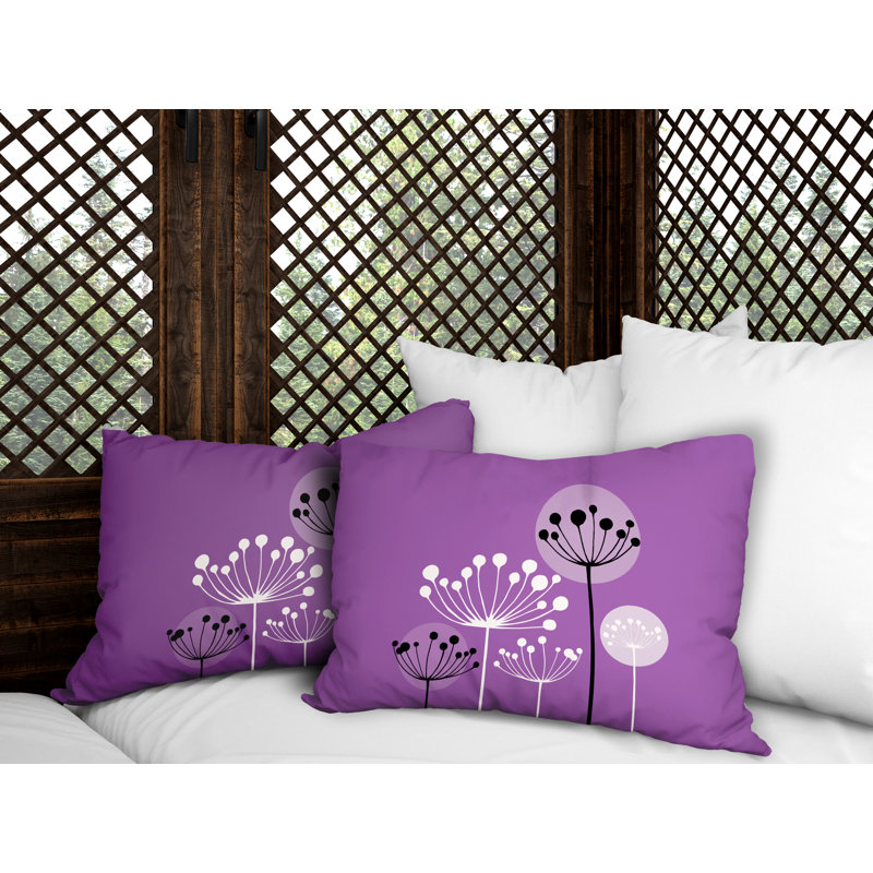 Floral Outdoor Reversible Throw Pillow, Purple
