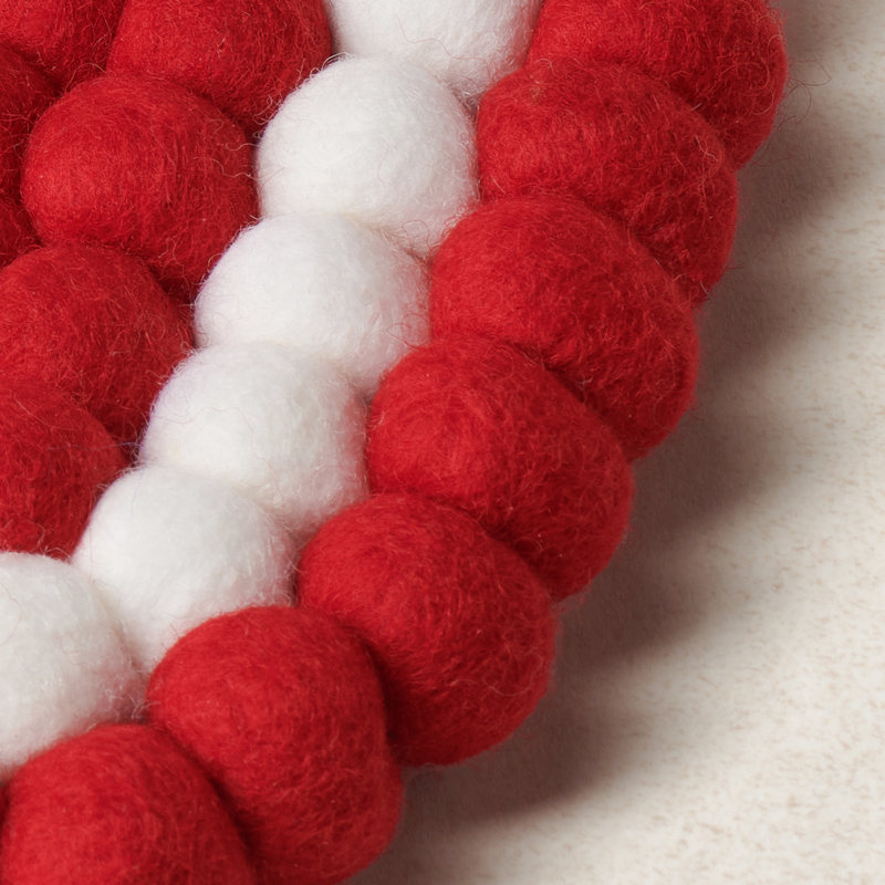 Dessous-de-plat en forme de cœur MODWOOL (ensemble de 2), Blanc/rouge