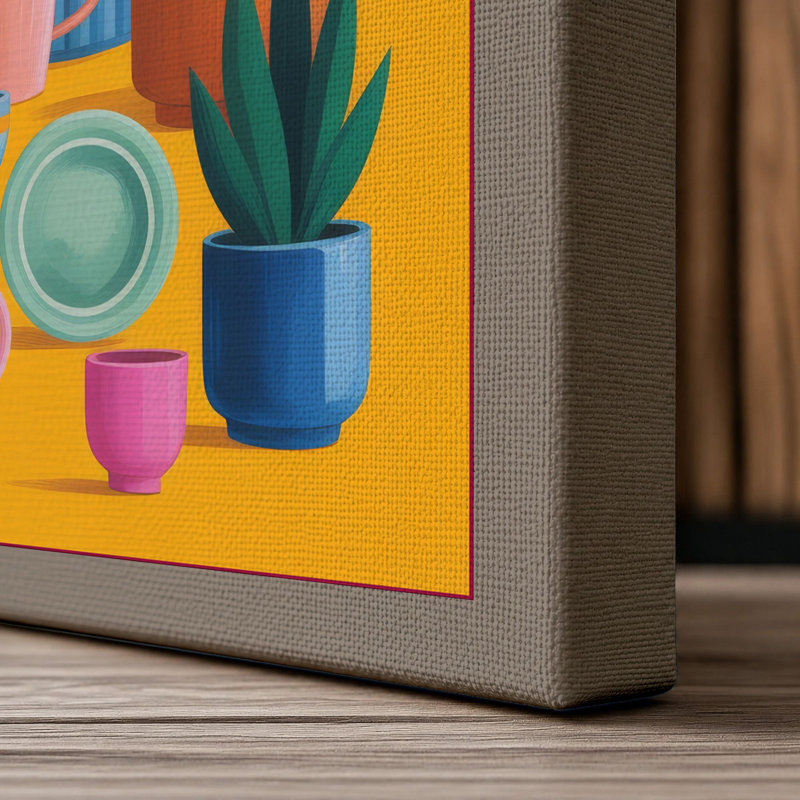 Potted Plants & Vessels Botanical 1 Piece Wrapped Canvas Wall Art, 36x24 - 91.4 x 61.0 cm, Taupe Border