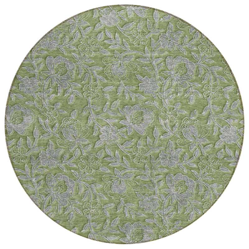 Mahaney Floral Indoor / Outdoor Rug, Round 8'