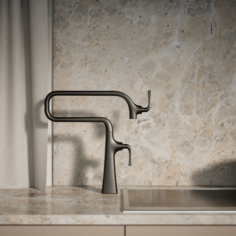 Graze Deck-Mount Pot Filler Faucet, Matte Black