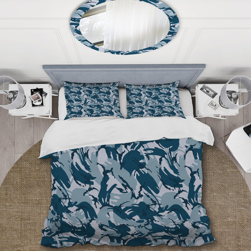 Ensemble de housse de couette en microfibre vert / bleu 3 pièces