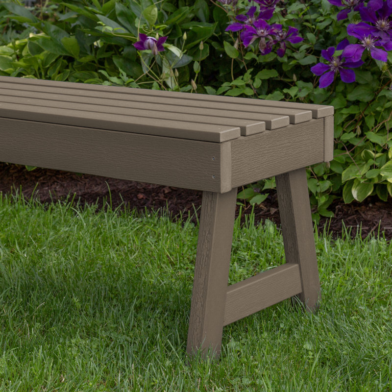 Banc de pique-nique en plastique sans dossier Midwest, Brun bois