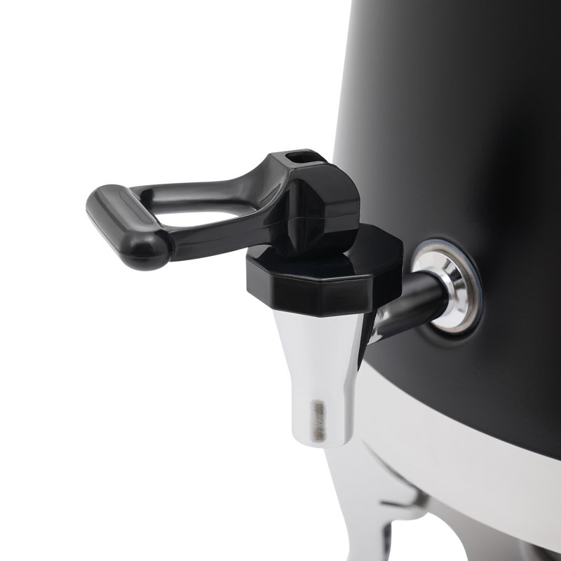 Distributeur de thé à boisson chaude en acier inoxydable 3,4 gallons avec support et support à carburant, Noir