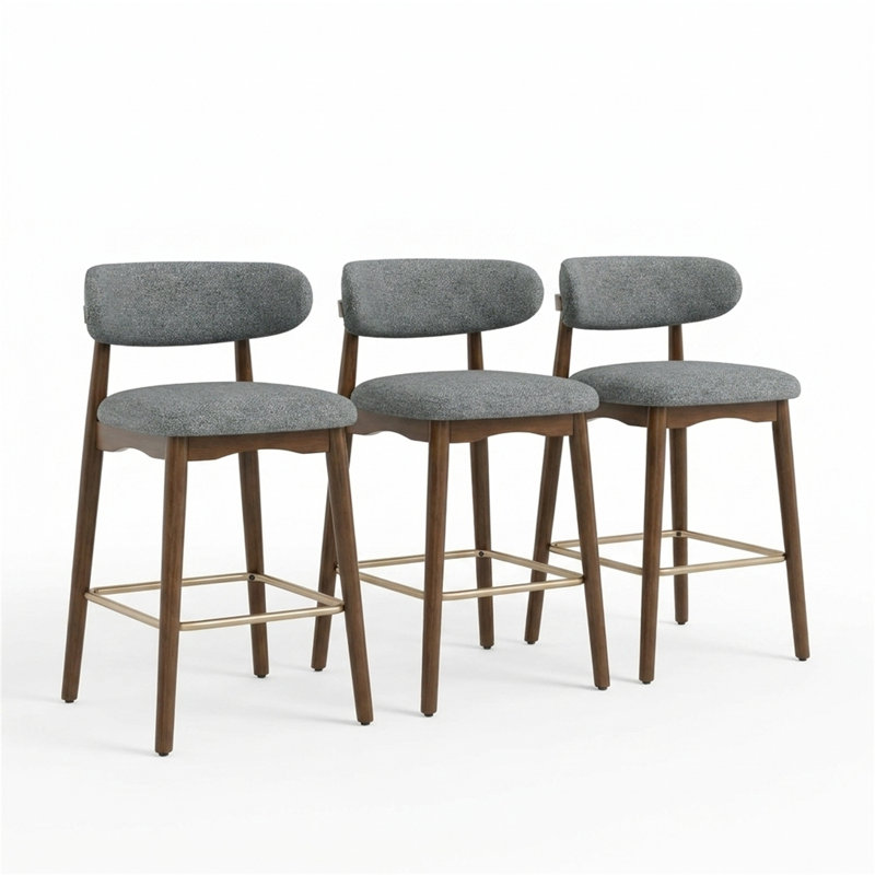 Ensemble de 3 tabourets de bar à hauteur de comptoir Mid-Century, Blue