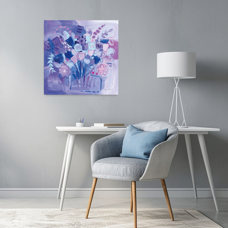 Pastels de jardin contemporains avec art abstrait bleu, H 24 po x l 24 po
