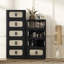 Armoire de rangement latérale pliante large, bacs de rangement pliables avec porte magnétique, armoire de rangement en plastique avec roues