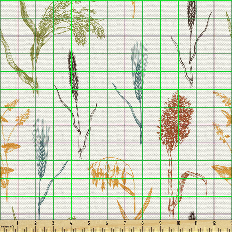 Chiqueta Forest Herbs Cereal Corps Wheat Branch Rye Barley Nature Plant Foliage Multi-Purpose Fabric
