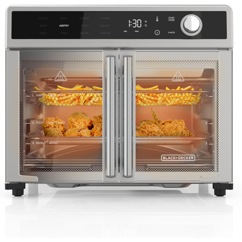 DECKER Black + Black 12 + 1 Air Fryer Toaster Oven Compartment