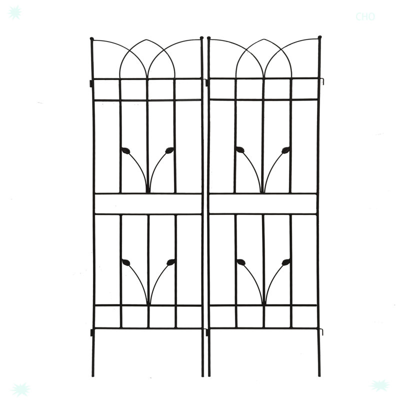 Paquet de 4 treillis de jardin en métal pour plantes grimpantes, Noir, noir, noir, noir