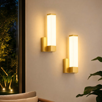 12 " H Dimmable Modern LED Wall Sconce with Rectangular Acrylic Lampshade, 3000K Hardwired